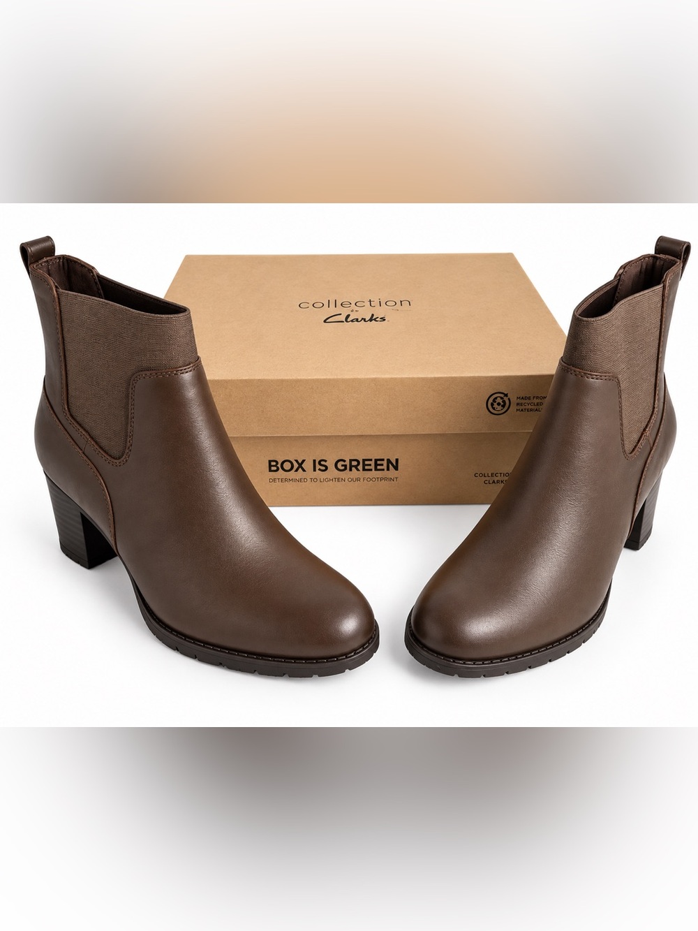 Clarks Verona Ease Women’s 7 M Brown Chelsea Ankle Boots Block Heel 26162285